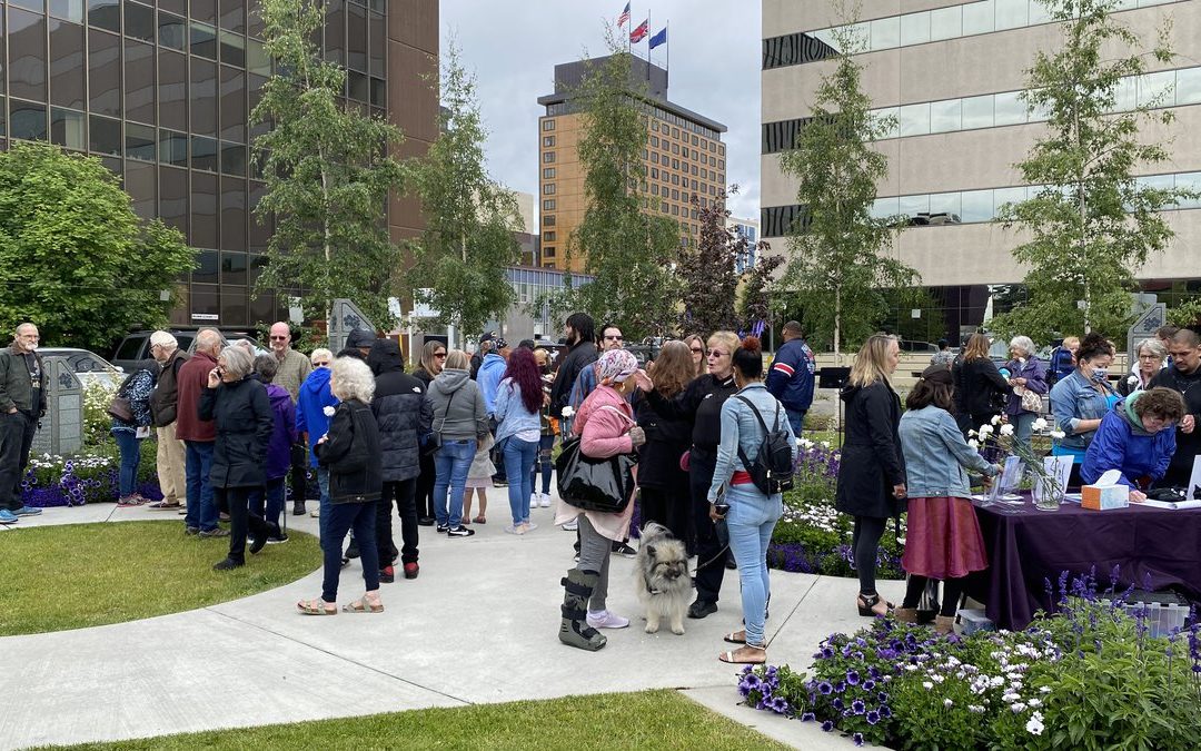 Remembering victims of homicides across Alaska during a memorial ceremony in downtown Anchorage